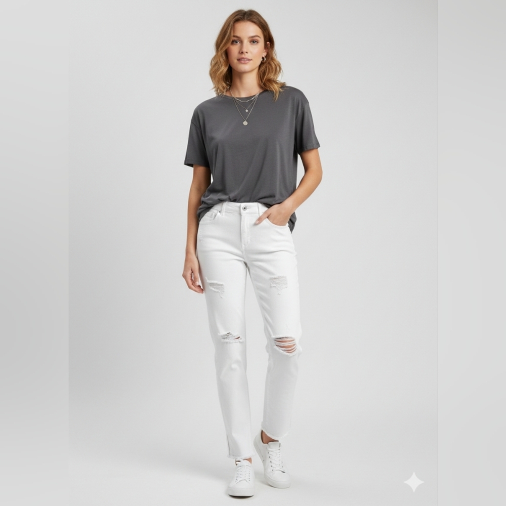 C Est 1946 White High Rise‎ Skinny Jeans Ankle Length New Size 6